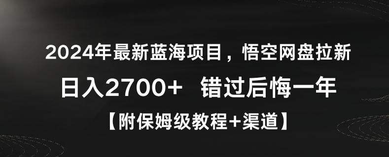2024年最新蓝海项目，悟空网盘拉新，日入2700+错过后悔一年【附保姆级教程+渠道】【揭秘】-Ai创业网