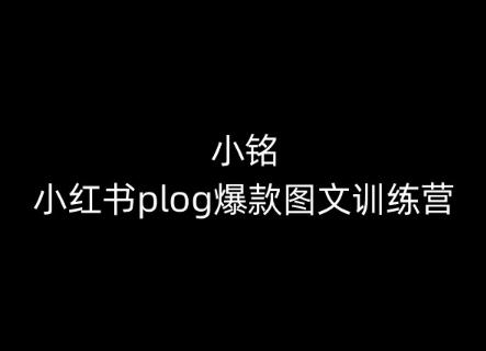 小铭-小红书plog爆款图文训练营，教你从0-1做小红书-Ai创业网