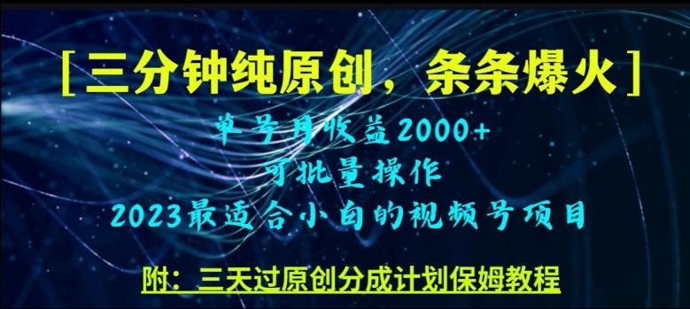 三分钟制作视频号纯原创，条条爆款，轻松月入过万【揭秘】-Ai创业网