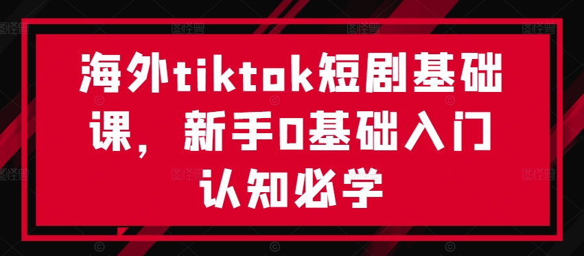 海外tiktok短剧基础课，新手0基础入门认知必学-Ai创业网