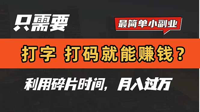 只需要打字，打码，就能赚钱？简单的赚钱小副业，利用碎片时间，月入过万-Ai创业网