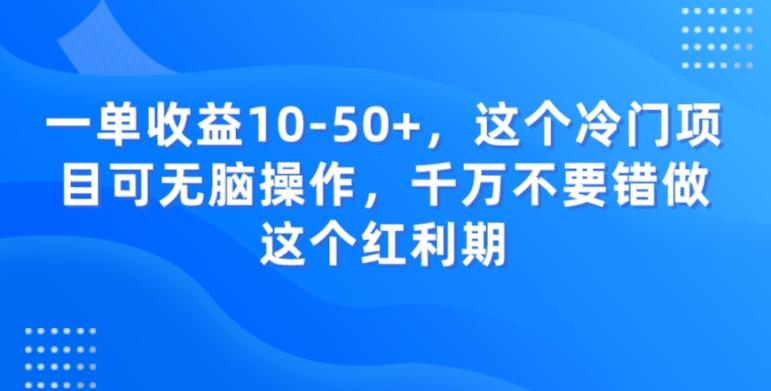 一单收益10-50+，这个冷门项目可无脑操作，千万不要错做这个红利期-Ai创业网