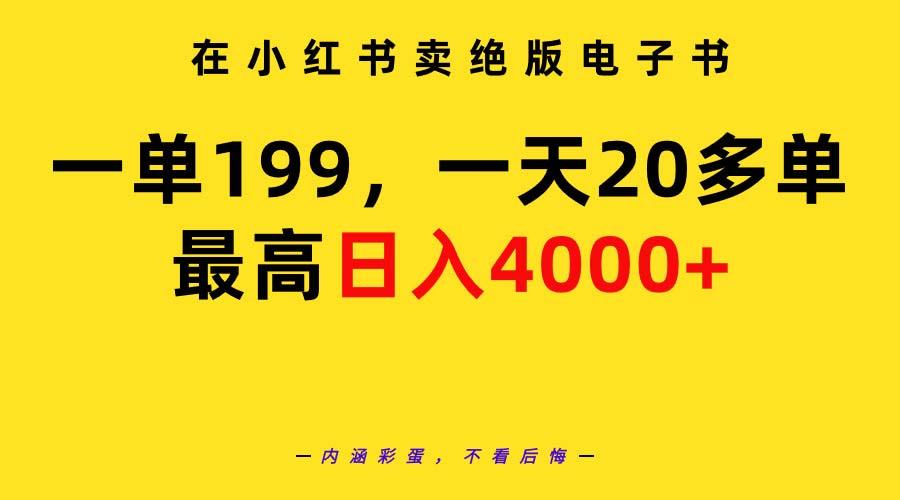 (9401期)在小红书卖绝版电子书，一单199 一天最多搞20多单，最高日入4000+教程+资料-Ai创业网