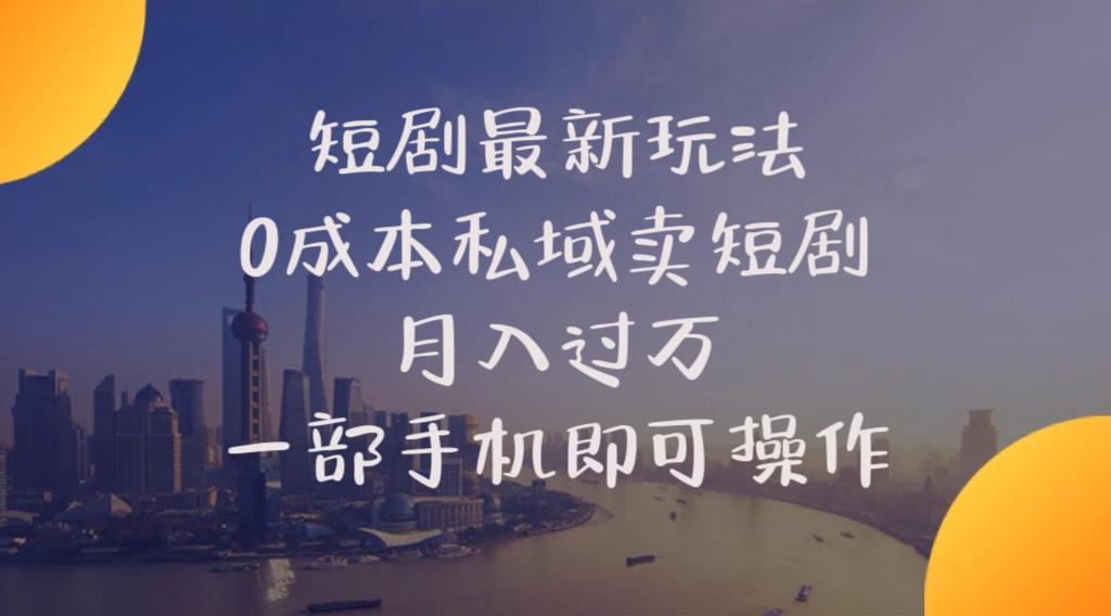 短剧最新玩法    0成本私域卖短剧     月入过万     一部手机即可操作-Ai创业网