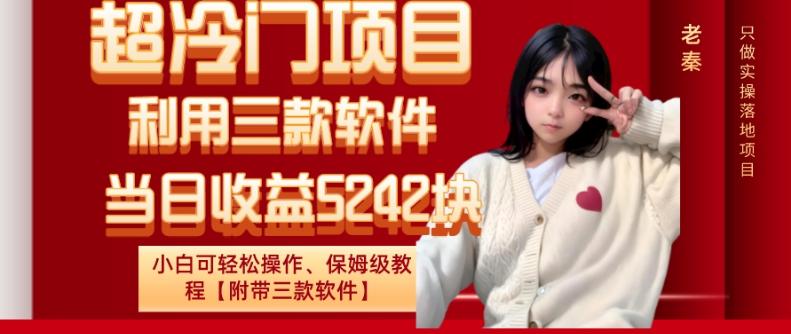 超冷门项目、利用三款软件、当日收益5242块、小白可轻松操作、保姆级教程【附带三款软件】-Ai创业网