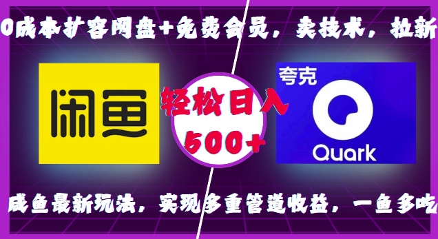 0成本扩容网盘+免费会员，卖技术，拉新，咸鱼最新玩法，实现多重管道收益，一鱼多吃，轻松日入500+-Ai创业网