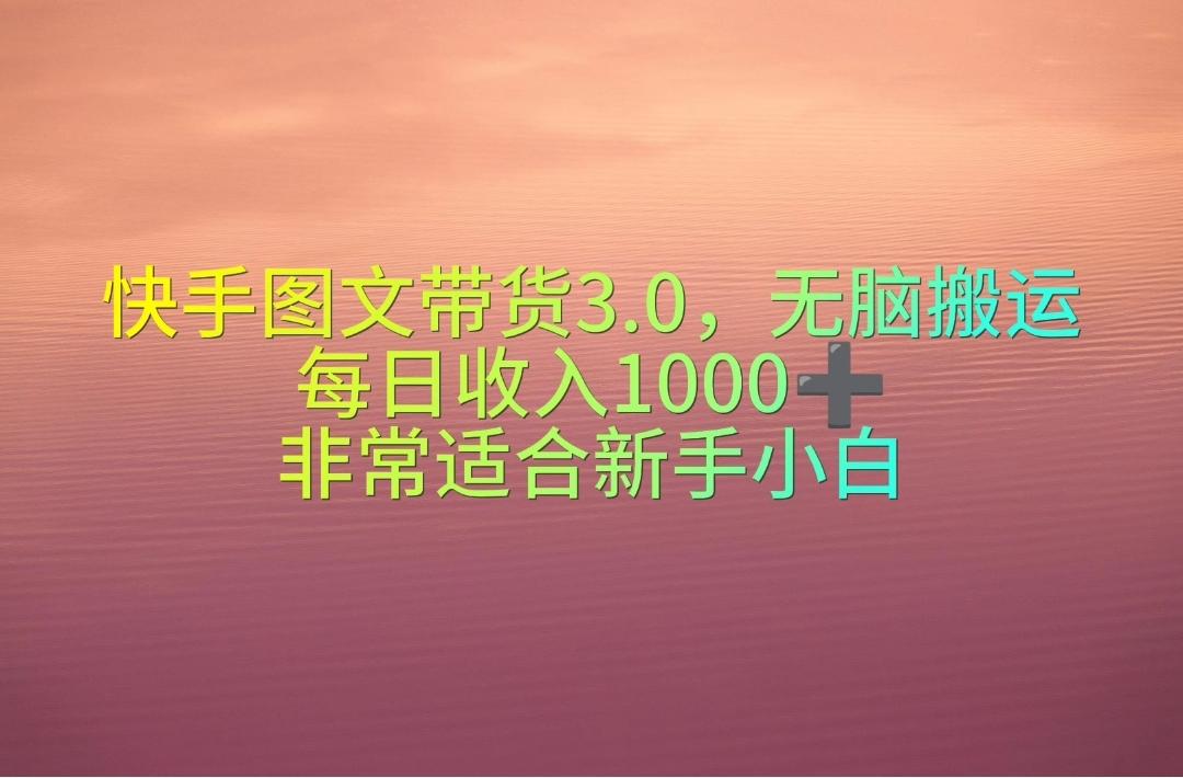 快手图文带货3.0，无脑搬运，每日收入1000＋，非常适合新手小白-Ai创业网