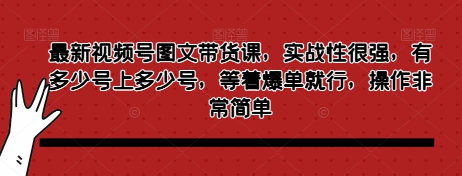 最新视频号图文带货课，实战性很强，有多少号上多少号，等着爆单就行，操作非常简单-Ai创业网