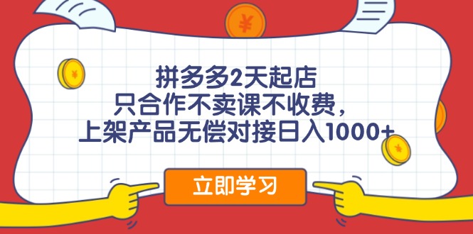 拼多多2天起店，只合作不卖课不收费，上架产品无偿对接日入1000+-Ai创业网