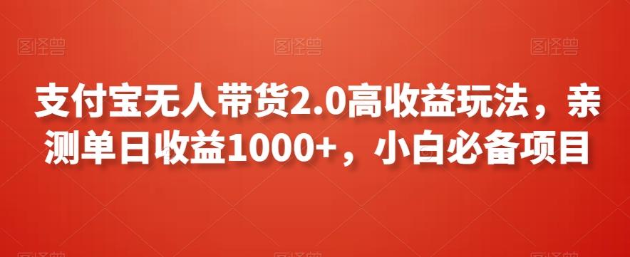 支付宝无人带货2.0高收益玩法，亲测单日收益1000+，小白必备项目【揭秘】-Ai创业网
