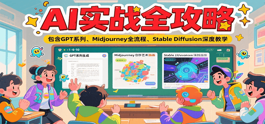 AI实战全攻略，包含GPT系列、Midjourney全流程、Stable Diffusion深度教学-Ai创业网