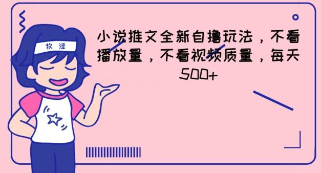 小说推文全新自撸玩法，不看播放量，不看视频质量，每天500+【揭秘】-Ai创业网