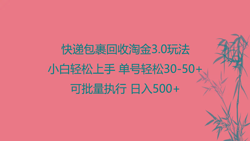 快递包裹回收淘金3.0玩法 无需任何押金 小白轻松上手-Ai创业网