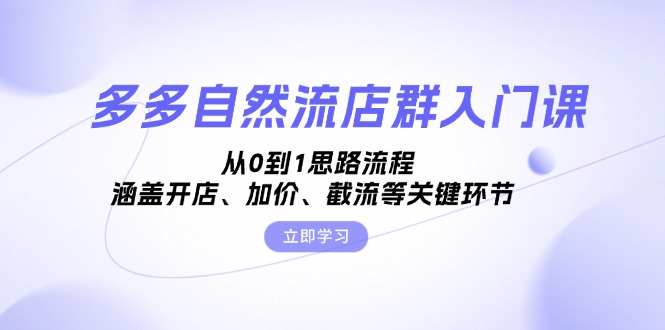 多多自然流店群入门课，从0到1思路流程，涵盖开店、加价、截流等关键环节-Ai创业网