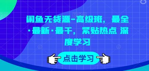 闲鱼无货源-高级班，最全·最新·最干，紧贴热点 深度学习-Ai创业网
