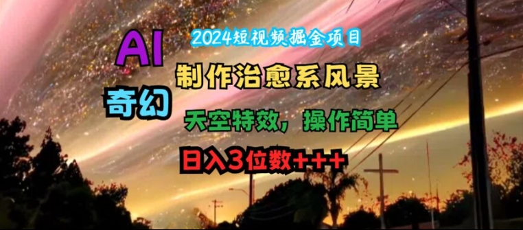 2024短视频掘金项目，AI制作治愈系风景，奇幻天空特效，操作简单，日入3位数【揭秘】-Ai创业网