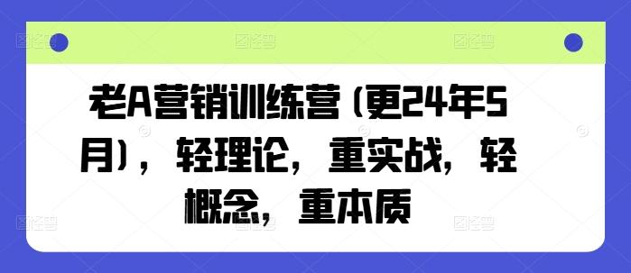老A营销训练营(更24年6月)，轻理论，重实战，轻概念，重本质-Ai创业网