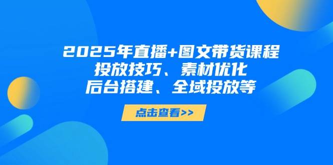 2025年短视频图文带货+直播带货：投放技巧、素材优化、后台搭建、全域投放等-Ai创业网