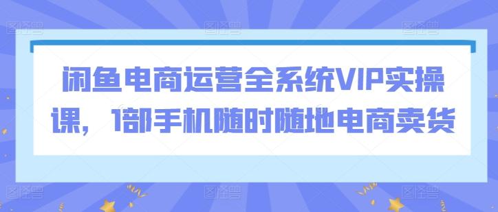 闲鱼电商运营全系统VIP实操课，1部手机随时随地电商卖货-Ai创业网