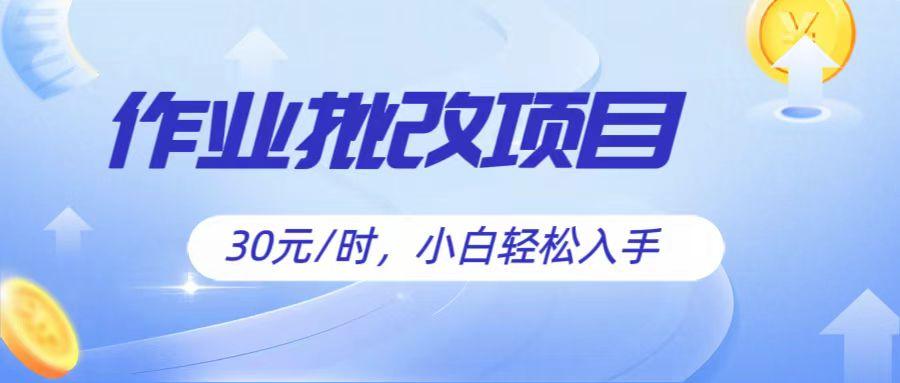 作业批改项目30元/时，简单小白轻松入手，非常适合兼职-Ai创业网