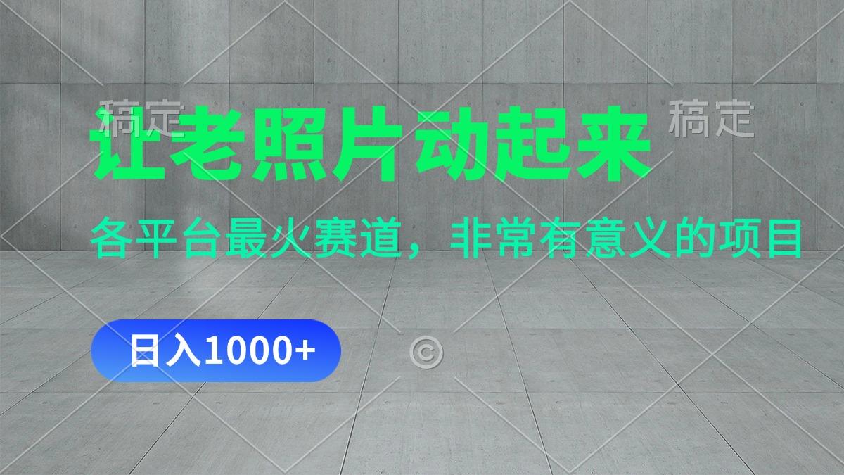 让老照片动起来，一天变现1000+，各平台最火赛道，看完就会-Ai创业网