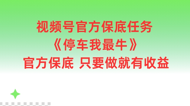 视频号官方保底任务，停车我最牛，官方保底只要做就有收益【揭秘】-Ai创业网