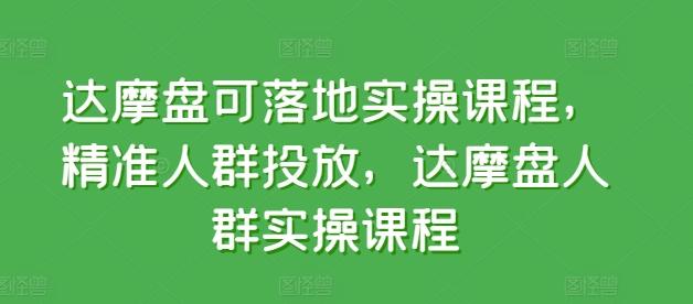 达摩盘可落地实操课程，精准人群投放，达摩盘人群实操课程-Ai创业网