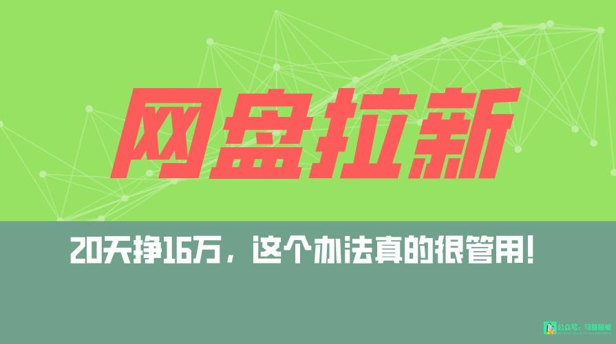网盘拉新+私域全自动玩法，0粉起号，小白可做，当天见收益，已测单日破5000-Ai创业网