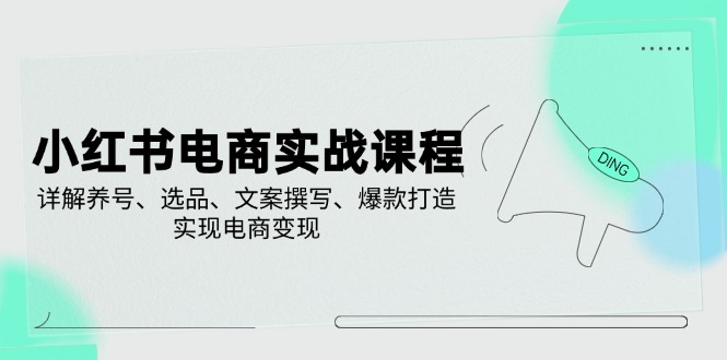 小红书电商实战课程，详解养号、选品、文案撰写、爆款打造，实现电商变现-Ai创业网