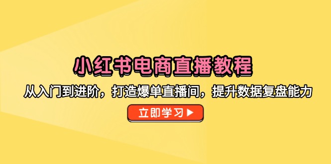 小红书电商直播教程，从入门到进阶，打造爆单直播间，提升数据复盘能力-Ai创业网