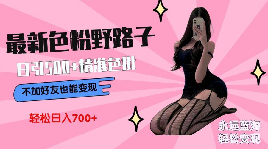 最新色粉变现野路子，日引500+老色批 可不加好友直接变现 小白轻松日入700+-Ai创业网
