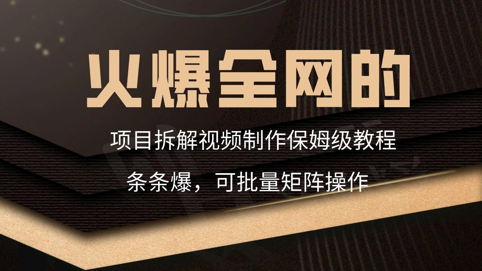 火爆全网的项目拆解类视频如何制作，条条爆，保姆级教程-Ai创业网
