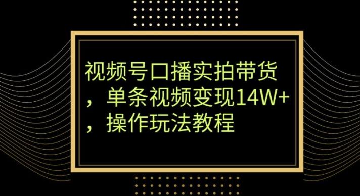 视频号口播实拍带货，单条视频变现14W+，操作玩法教程-Ai创业网