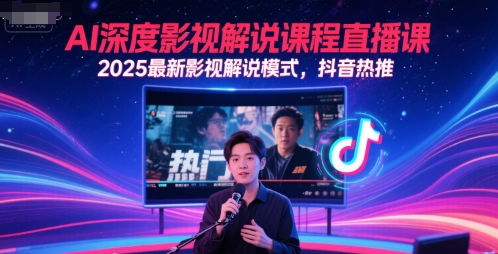 AI深度影视解说课程直播课，2025最新影视解说模式，抖音热推-Ai创业网