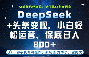 DeepSeek+头条变现，保姆级教学，小白轻松上手，日入8张+【揭秘】-Ai创业网