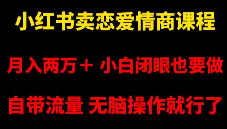 小红书卖恋爱情商课程，月入两万＋，小白闭眼也要做，自带流量，无脑操作就行了【揭秘】-Ai创业网