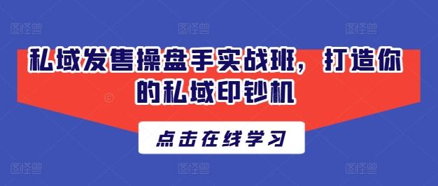 私域发售操盘手实战班，打造你的私域印钞机-Ai创业网