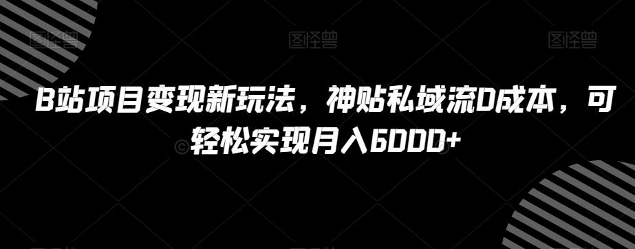 B站项目变现新玩法，神贴私域流0成本，可轻松实现月入6000+【揭秘】-Ai创业网