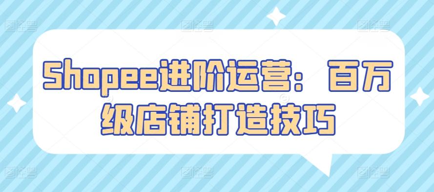 Shopee进阶运营：百万级店铺打造技巧-Ai创业网