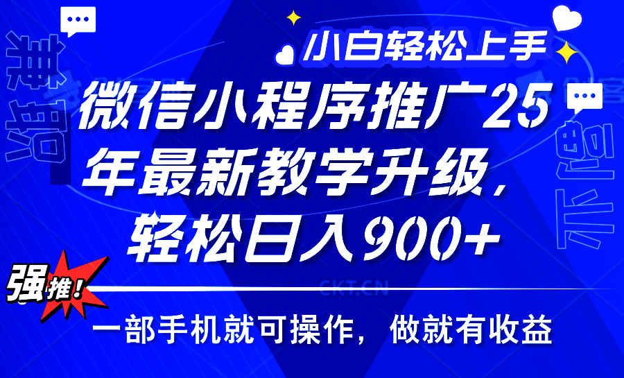 2025年微信小程序推广，最新教学升级，轻松日入900+，小白宝妈轻松上手...-Ai创业网