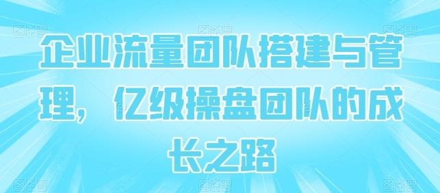 企业流量团队搭建与管理，亿级操盘团队的成长之路-Ai创业网