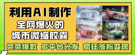 利用AI制作全网爆火的城市微缩胶囊，条条爆款， 多平台分发，疯狂涨粉变现-Ai创业网