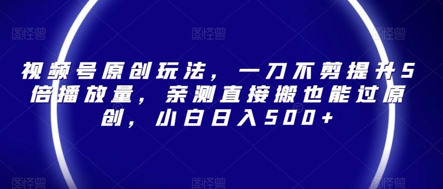 视频号原创玩法，一刀不剪提升5倍播放量，亲测直接搬也能过原创，小白日入500+【揭秘】-Ai创业网