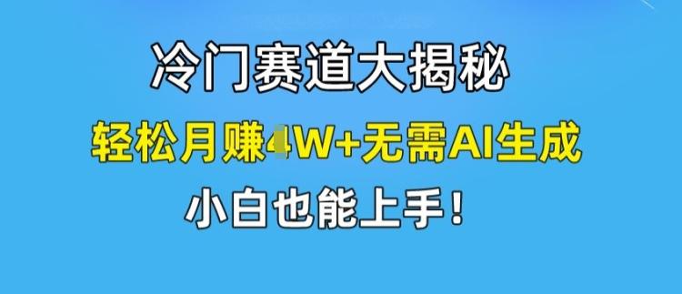冷门赛道大揭秘，轻松月赚1W+无需AI生成，小白也能上手【揭秘】-Ai创业网