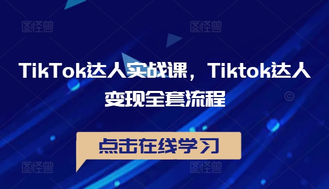 TikTok达人实战课，Tiktok达人变现全套流程-Ai创业网