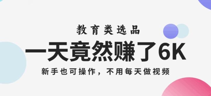 一天竟然赚了6000多，教育类选品，新手也可操作，更不用每天做短视频【揭秘】-Ai创业网