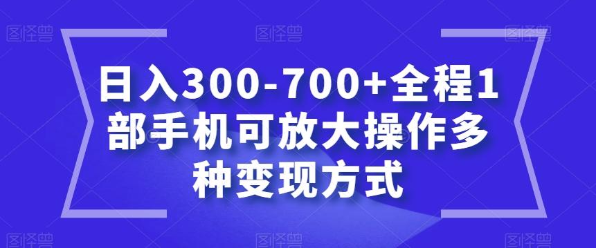 日入300-700+全程1部手机可放大操作多种变现方式【揭秘】-Ai创业网