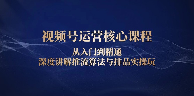 视频号运营核心课程，从入门到精通，深度讲解推流算法与排品实操玩-Ai创业网