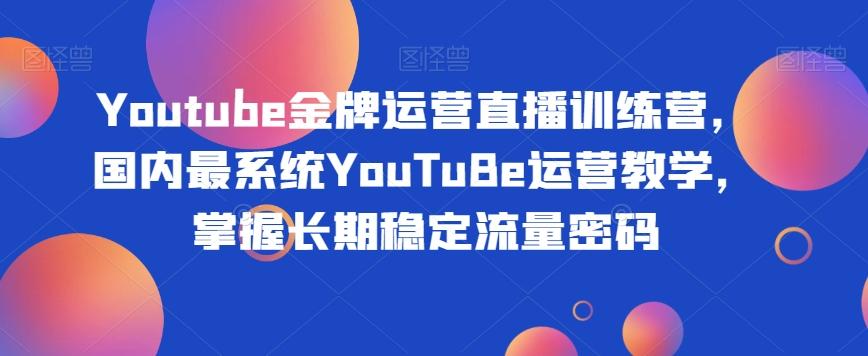 Youtube金牌运营直播训练营，国内最系统YouTuBe运营教学，掌握长期稳定流量密码-Ai创业网