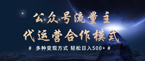 公众号流量主代运营  多种变现方式 轻松日入5张【揭秘】-Ai创业网